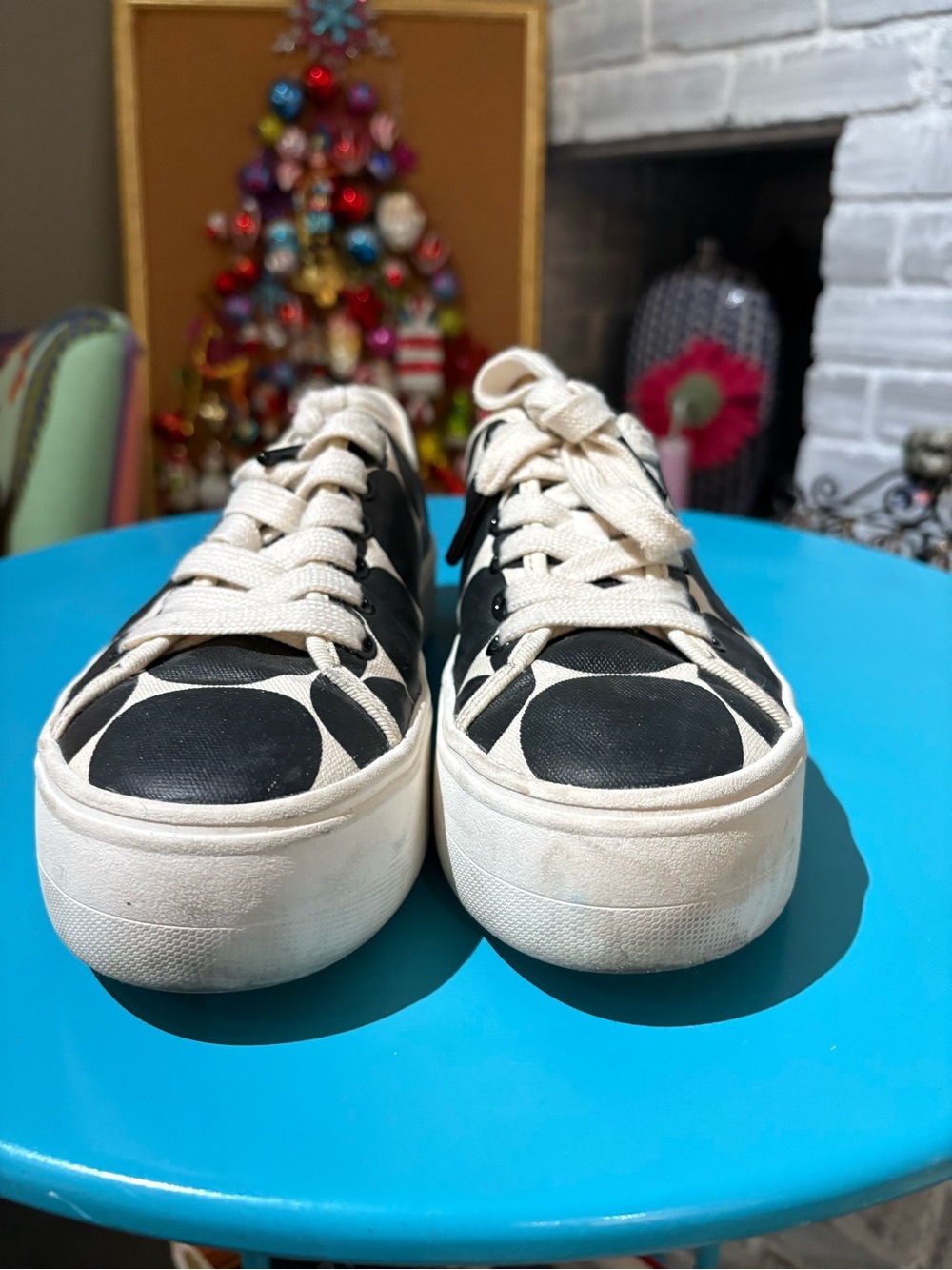 Kate Spade Black & White Polka Dot Canvas Sneakers - Picture 3 of 5